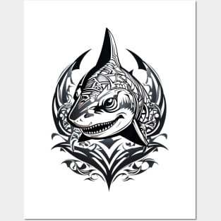simple tribal shark tattoo design Posters and Art